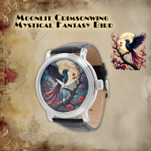Maanverlichte Crimsonwing – mystische fantasievoge