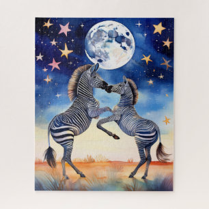Maanverlichte Dans Zebras Verliefd Legpuzzel