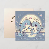 Maanverlichte Dolfijn Liefde Kaart (Voorkant / Achterkant)