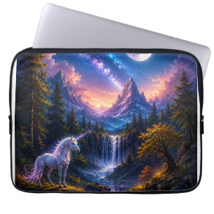 Maanverlichte Eenhoorn Fantasie Landschap Laptop Sleeve