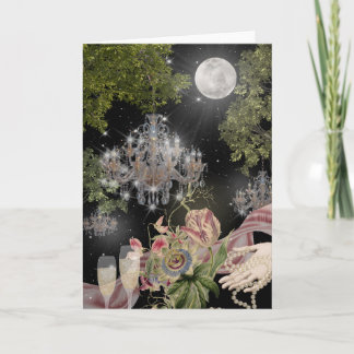 Maanverlichte elegantie in een tuin gevouwen wensk kaart