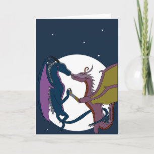 Maanverlichte Fantasie Draken Koppel Kunst Liefdes Kaart