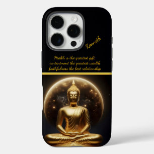Maanverlichte Gouden Boeddha. AI-kunst iPhone 16 Pro Hoesje