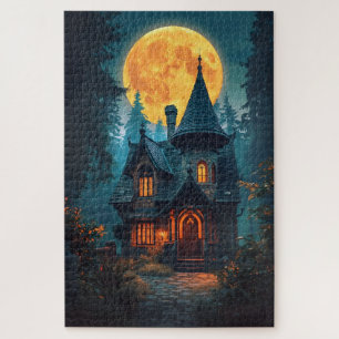 Maanverlichte heksenhuisje puzzel