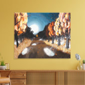 Maanverlichte herfstavond: canvas Grote Uncropped Afdruk (Insitu (Woonkamer))