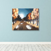 Maanverlichte herfstavond: canvasprint uncropped canvas afdruk (Insitu (Houten vloer))