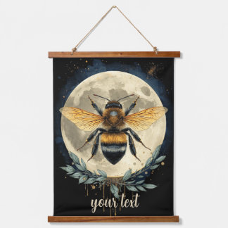 Maanverlichte Hommel Watercolor Kunst | Hemelse Bi Hangend Wandkleed