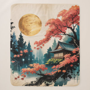 Maanverlichte hut Japanse bos kunst (4) Sherpa Deken