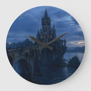 Maanverlichte Kasteelbrug Wandklok Grote Klok