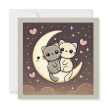 Maanverlichte Katten Liefdeskaart