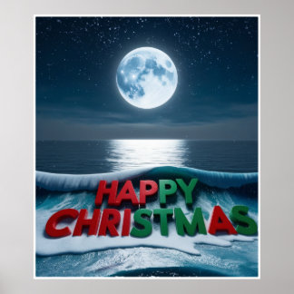 Maanverlichte kerst poster