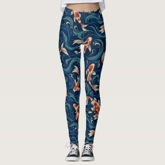 Maanverlichte Koi Vis Blauwe Golf All Over Print L Leggings