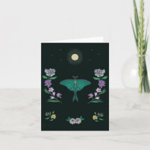 Maanverlichte Luna-Mot Tuin Kleine Wenskaart
