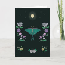 Maanverlichte Luna Moth Tuin 5x7 Wenskaart
