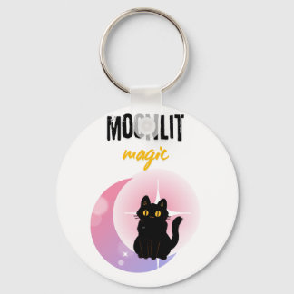 Maanverlichte Magie Zwarte Kat T-shirt | Schattig Sleutelhanger