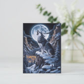Maanverlichte Majesteit: Wolf Atop Mountain Briefkaart (Staand voorkant)