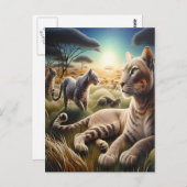 Maanverlichte Majesteit: Wolf Atop Mountain Briefkaart (Voorkant / Achterkant)