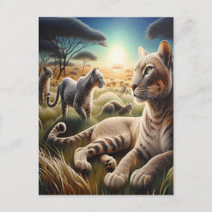 Maanverlichte Majesteit: Wolf Atop Mountain Briefkaart