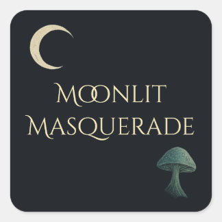 Maanverlichte Masquerade Elegante Halloween Sticke Vierkante Sticker