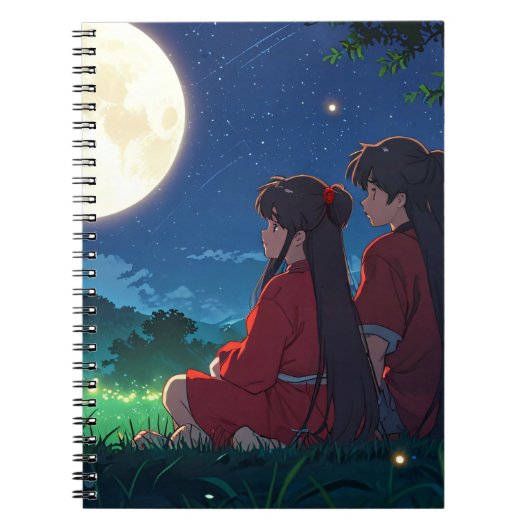 Maanverlichte Metgezellen Spiraal Notebook Notitieboek (Voorkant)