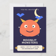Maanverlichte Monsters Kids Halloween Verjaardagsu