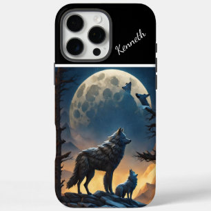 Maanverlichte nacht met huilende wolf iPhone 16 pro max hoesje