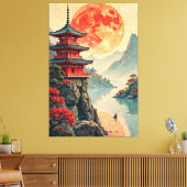 maanverlichte pagode canvas afdruk (Insitu (Woonkamer))