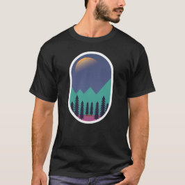 Maanverlichte pijnboomminimaal middernacht landsch t-shirt