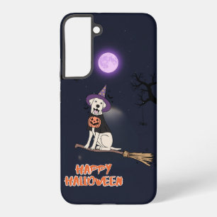 Maanverlichte Pup - Halloween-hond in Heksenhoed Samsung Galaxy Hoesje