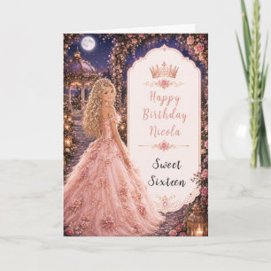 Maanverlichte Roze Tuin Sweet Sixteen Kaart