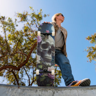 Maanverlichte Rozen Schedel Skateboard