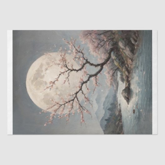 Maanverlichte Sakura Serenity Decoupage Tissuepapier (Voorkant)