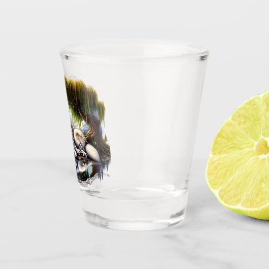 Maanverlichte sereniteit een sluimerende wolf shot glas (Rechts)