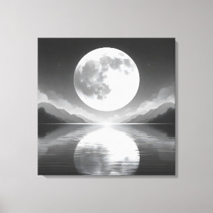 Maanverlichte sereniteit: majestueuze nachtwateren canvas afdruk