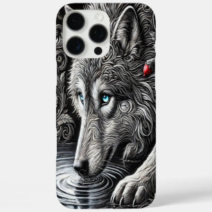 Maanverlichte Sereniteit Wolf Portret iPhone 16 Pro Max Hoesje