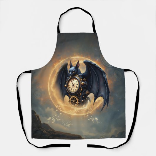 Maanverlichte Tijdsopnemer – Steampunk Vleermuis Schort (Voorkant)