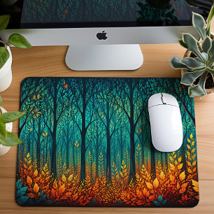 Maanverlichte Turquoise Bos Fantasie Kunst Muismat