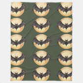 Maanverlichte vleermuissilhouetten fleece deken (Voorkant)