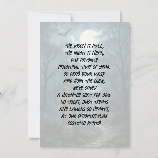 Maanverlichte vleermuizen Halloween Party Kaart (Achterkant)