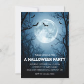 Maanverlichte vleermuizen Halloween Party Kaart (Voorkant)