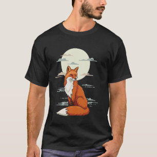 Maanverlichte Vos Kalm Reflecterend Wild Woud Gees T-shirt