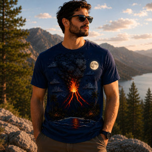 Maanverlichte vulkaan t-shirt
