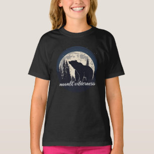 Maanverlichte wildernis natuur beer silhouet t-shirt