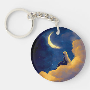 Maanverlichte Wolken Acryl Sleutelhanger
