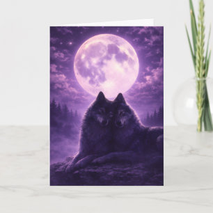 Maanverlichte Wolven Wenskaart Kaart