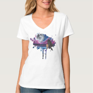 Maanverlichte zeemeermin handgemaakt kunstwerk t-shirt