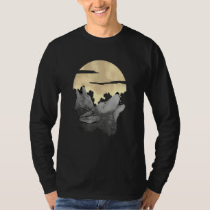 Maanwolf Wolven Huilend Bos Mist Jager An T-shirt