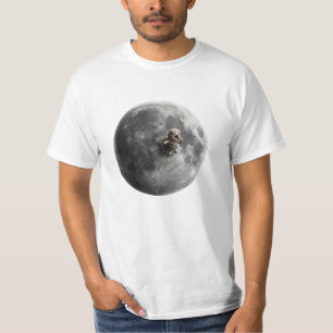 Maanworm Surrealistische Volle Maan Ruimte Kunst T-shirt