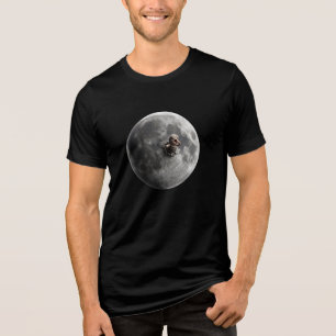 Maanworm Surrealistische Vollemaan Ruimte Kunst Tri-Blend Shirt