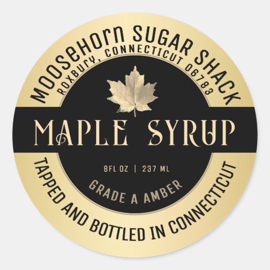 Maaple Syrup State Name Label on Gold Gradient (Voorkant)
